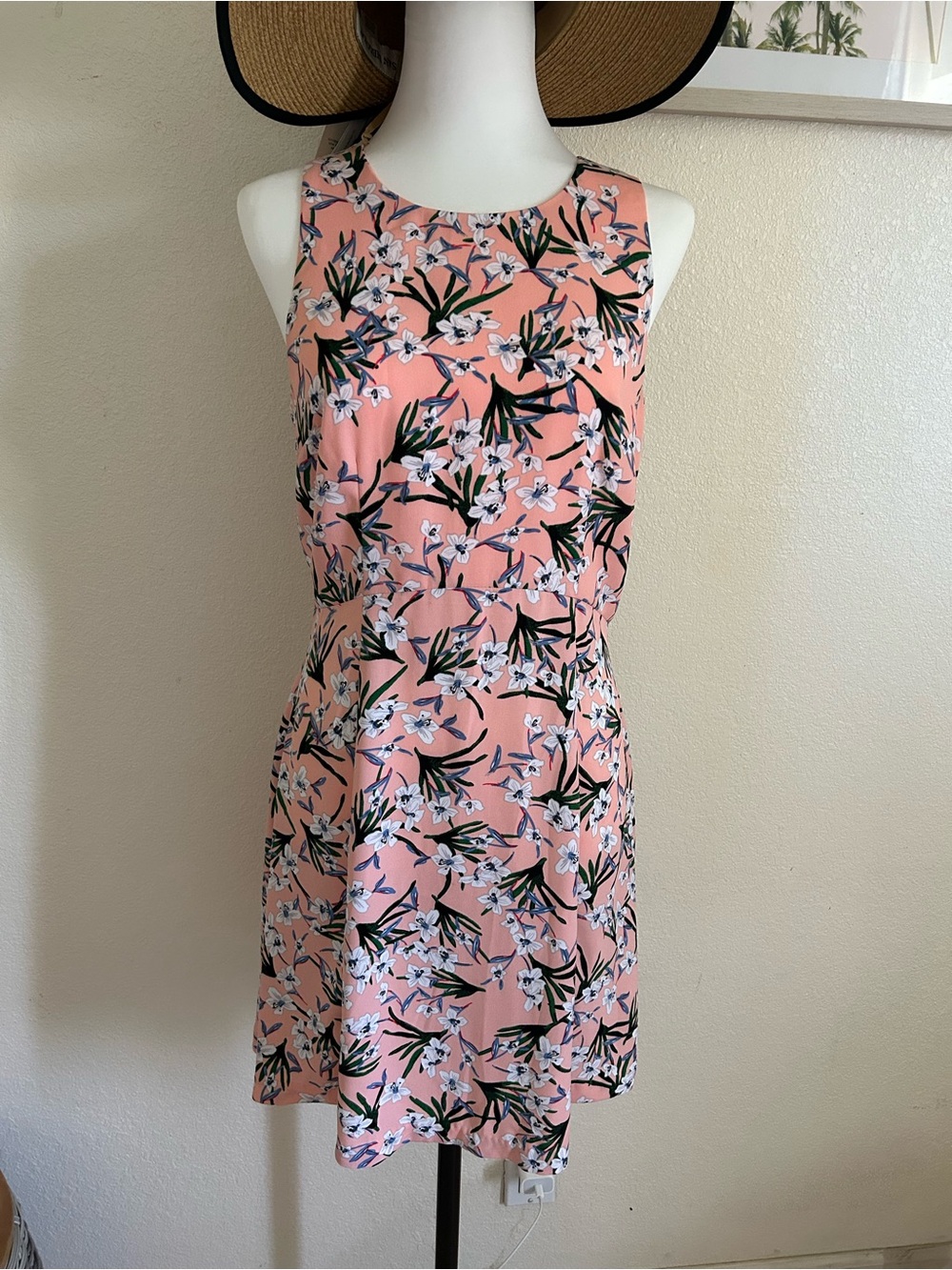 Banana Republic Coral Pink Floral Sleeveless Mini Dress